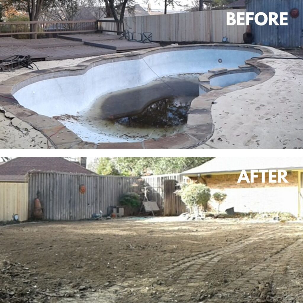before and after pool demo 2